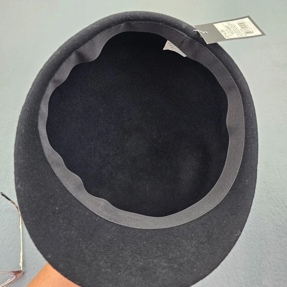 Mossimo Wool Felt Newsboy Cap Unisex OS Black Sweatband Baker Boy Cabbie Hat